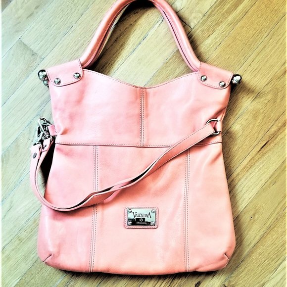 Valentina leather bag Italy,  pink salmon color - Picture 3 of 11